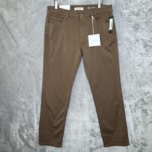 Warp + Weft Pants Mens 34x30 Saddle Brown AMS Amsterdam Slim Chino Stretch New